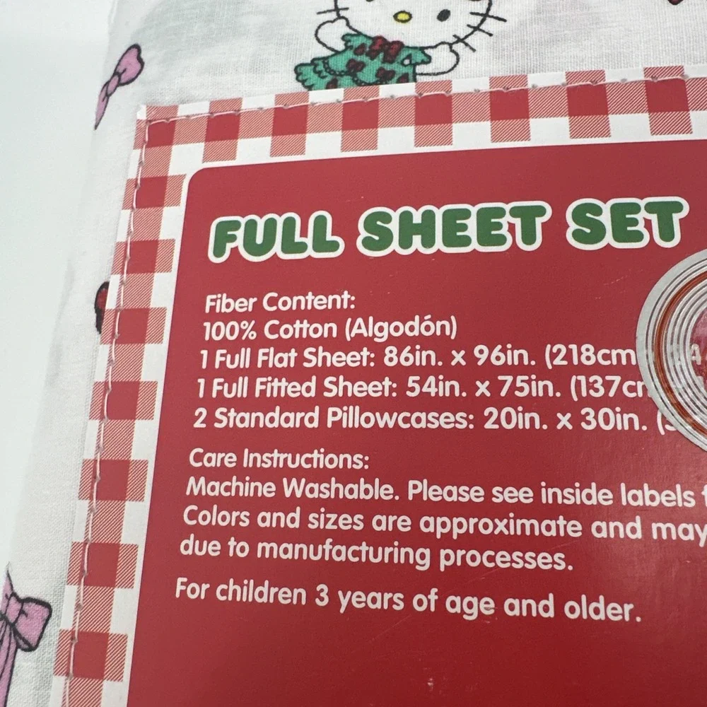 Sanrio Hello Kitty And Friends Full Size Sheet Set Christmas Wreaths‎ NEW